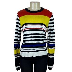 Marna Ro Women's Multicolor Striped Sweater Long Sleeve Crew Neck Sz M - New